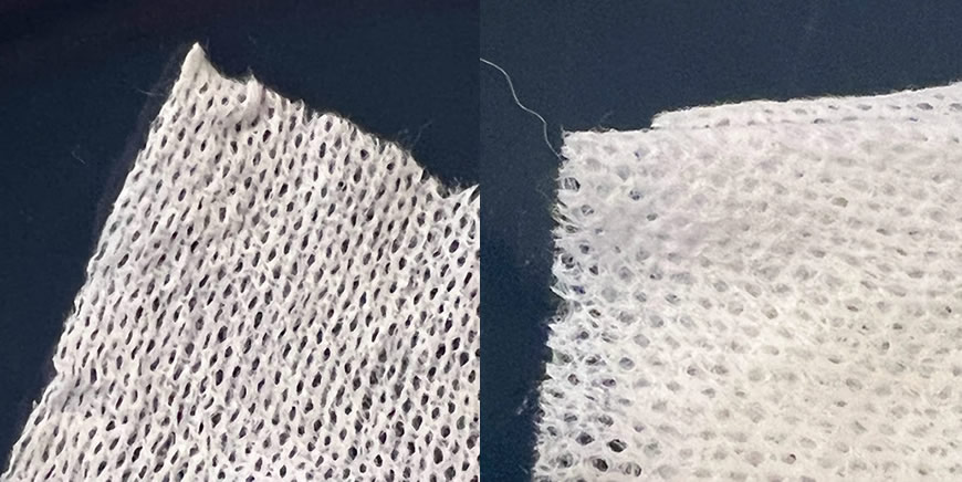 An up-close view of expanded toilet paper tablet cloth